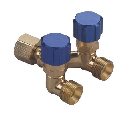 Double Outlet Connector RH Y Piece with Valves