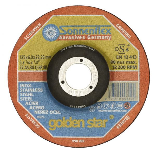 Sonnenflex 5" (125MM) x 6MM GoldenStar INOX Grinding Disc