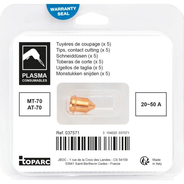 MT70/AT70 Short Cutting Tip 20A-50A - Pack of 5