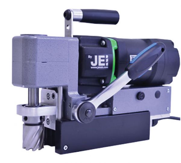 Here you see a JEI Magdrill. This Mag Drill  from JEI is also known as the JEI LP-45 Mag Drill. All Rotabroach and Magdrill HSS Cutters and Mag Drill Bits fit this machine. 